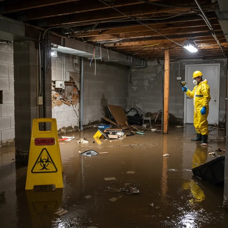 Flooded Basement Electrical Hazard in Parker City, IN Property